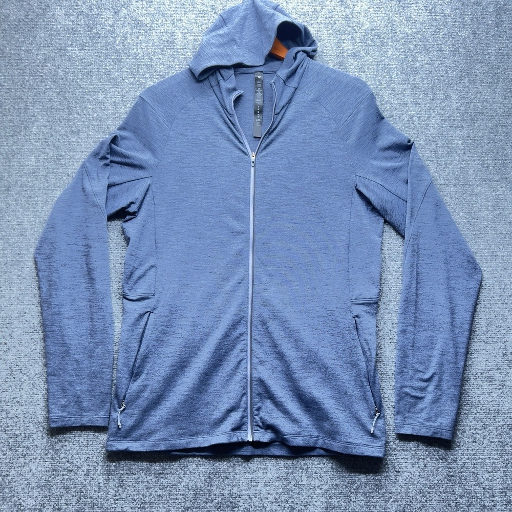 LULULEMON Men's Surge Warm Full Zip Hoody Heathered Blue Black Size MEDIUM
